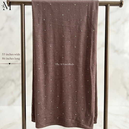 Brown Jersey Chaddar with Stones – Large Hijab by The M Essentials