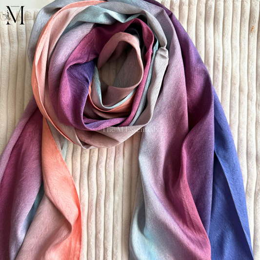 Peach Ombre Crinkle Silk Hijab | The M Essentials