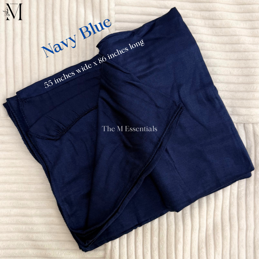 Dark Blue Big Cotton Jersey Hijab
