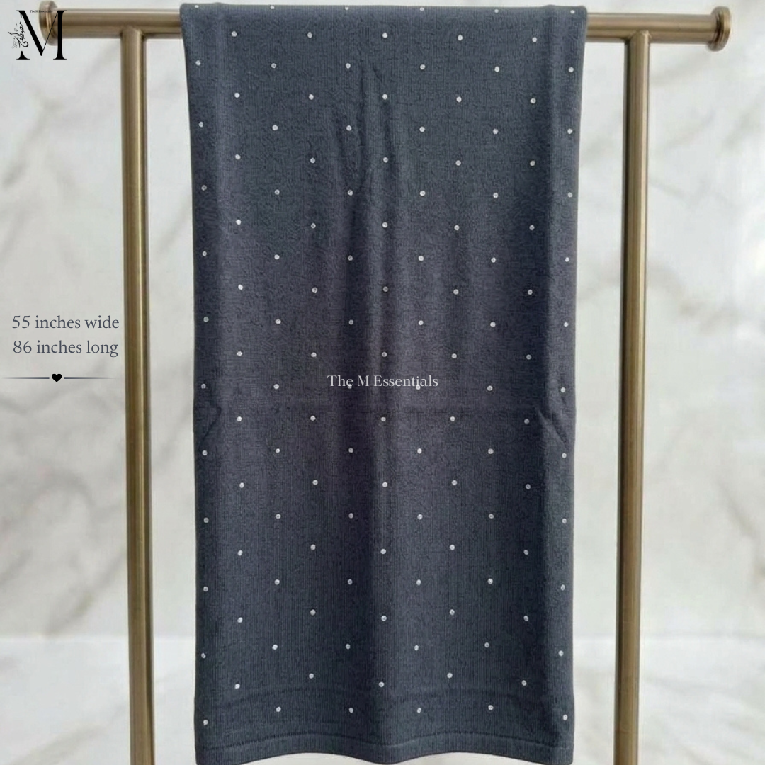 Slate Grey Jersey Chaddar with stones - Large Hijabs by The M Essentials