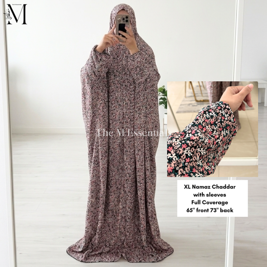 Black Floral Namaz Chaddar XL