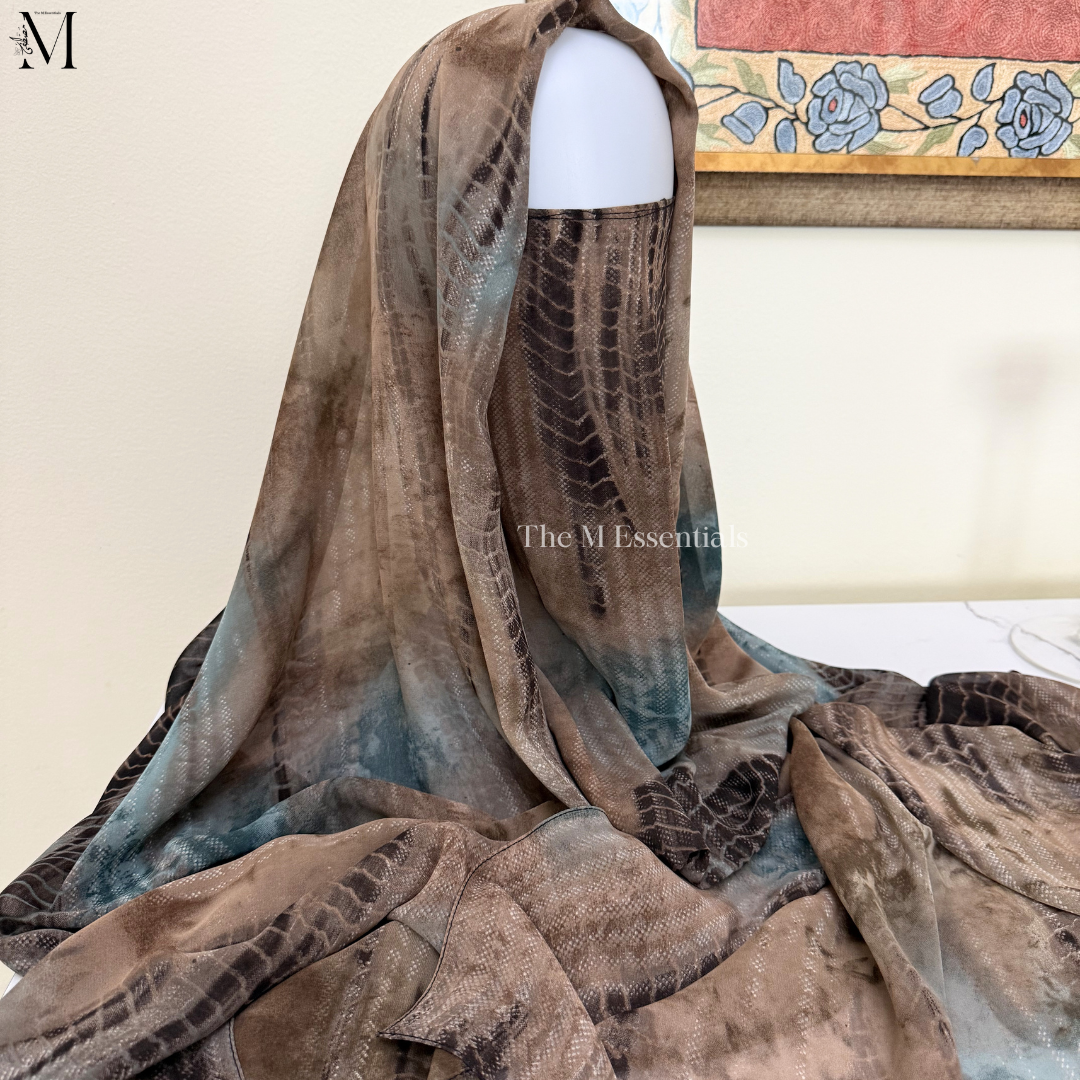 Premium Brown Chiffon Niqab Hijab Set for Women – Modest Islamic Wear UAE