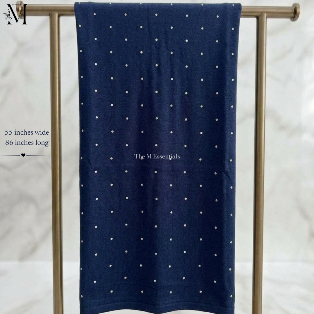 Navy Blue Jersey Chaddar with Stones – The M Essentials