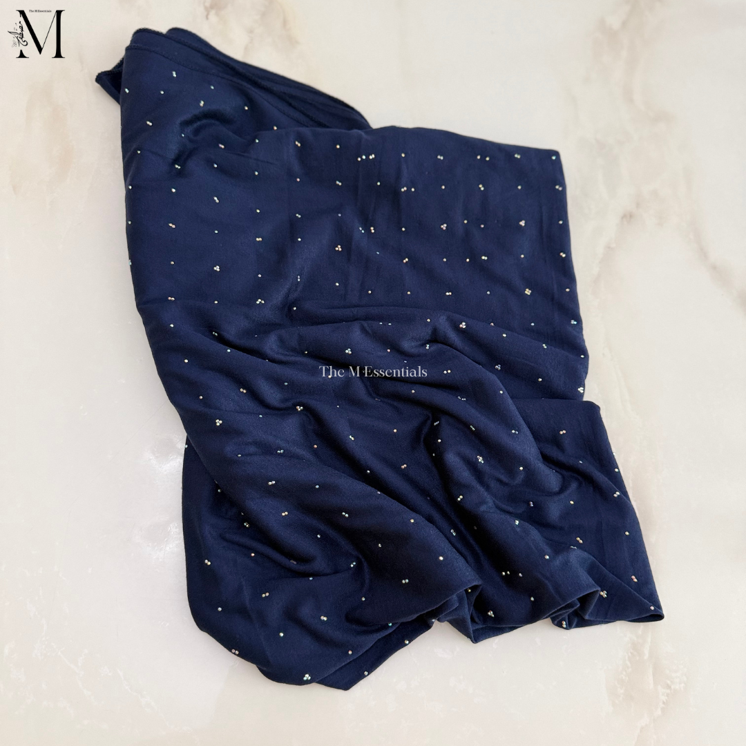 Navy Blue Jersey Chaddar with Stones – The M Essentials