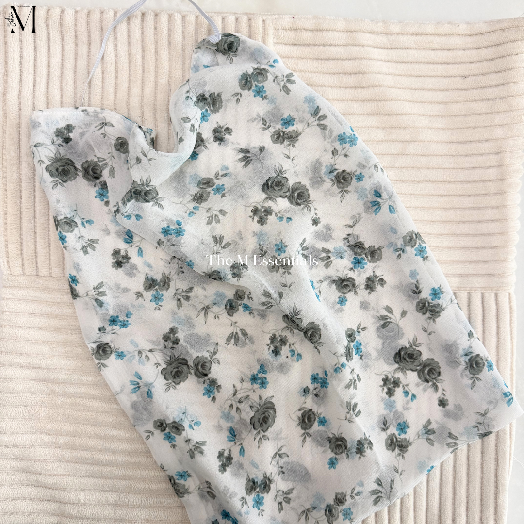 White Floral Chiffon Niqab UAE