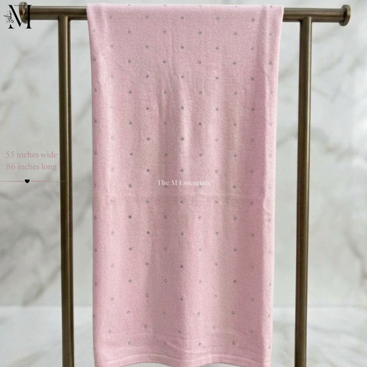 Light Pink Jersey Chaddar with stones - Large Hijabs by The M Essentials