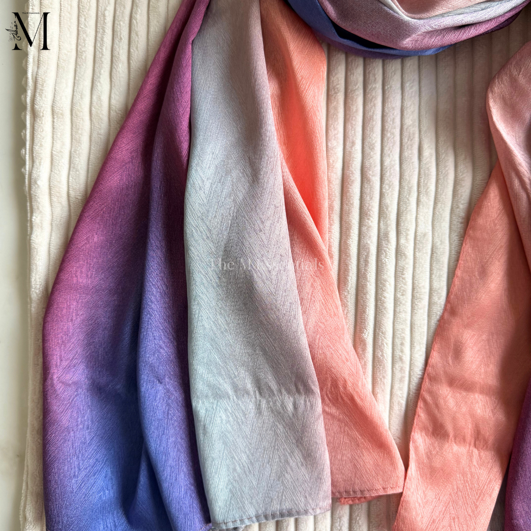 Purple Ombre Crinkle Silk Hijab | The M Essentials