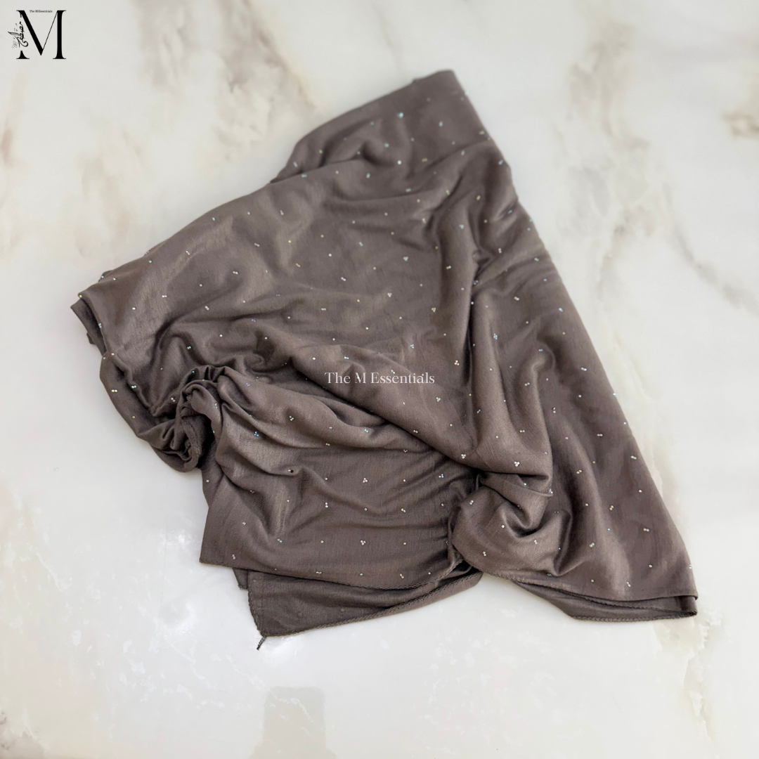 Slate Grey Jersey Chaddar with stones - Large Hijabs by The M Essentials