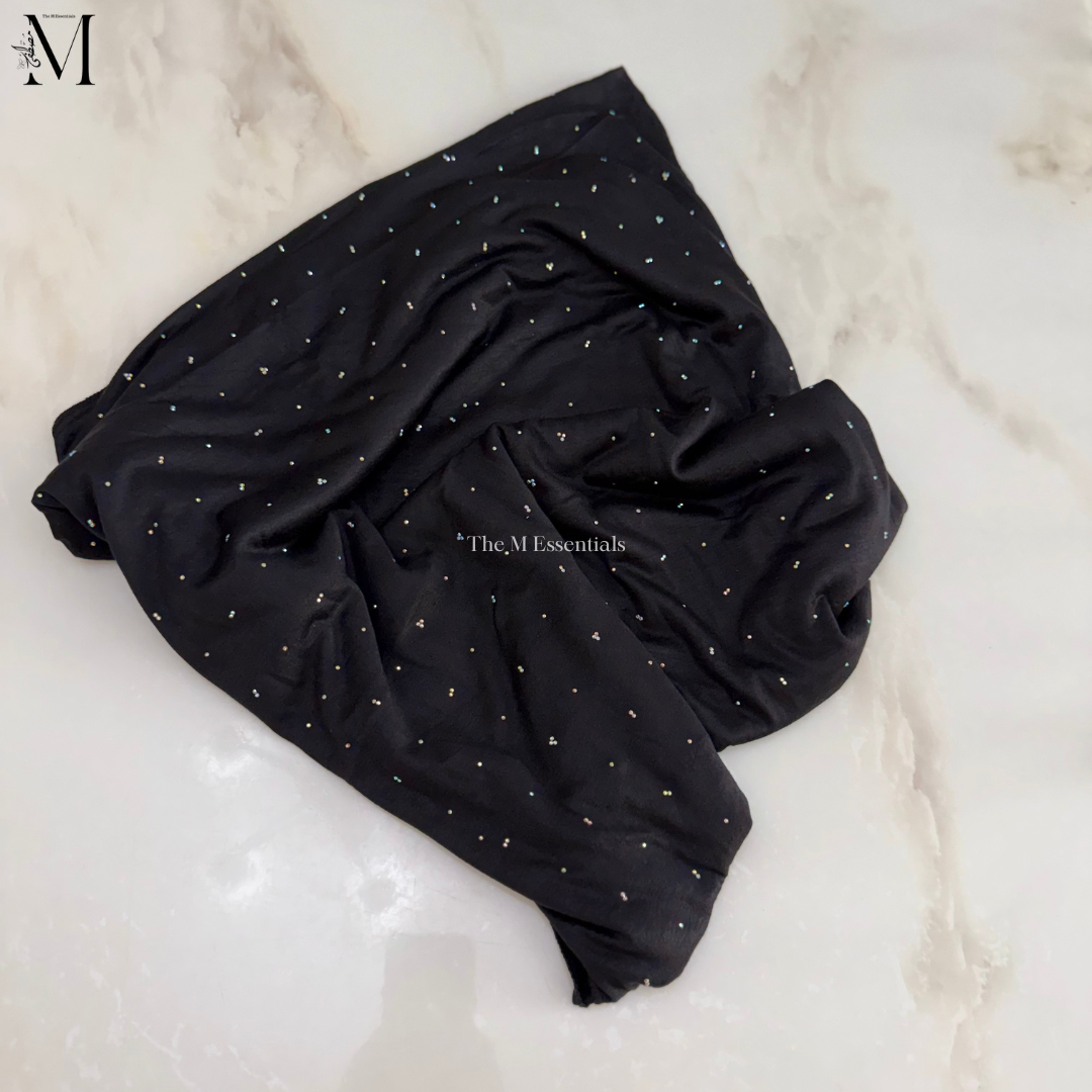 Black Jersey Chaddar with stones - Large Hijabs by The M Essentials