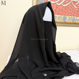 Black Hijab and Niqab Set in Soft Chiffon Fabric