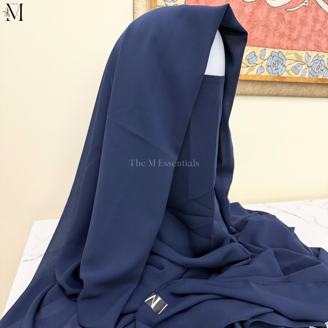 Dark Blue Chiffon Niqab Hijab Set