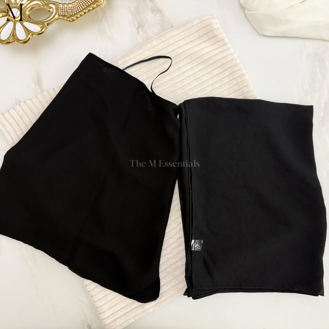 Black Hijab and Niqab Set in Soft Chiffon Fabric