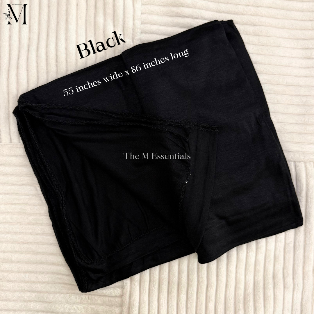 Black Big Cotton Jersey Hijab