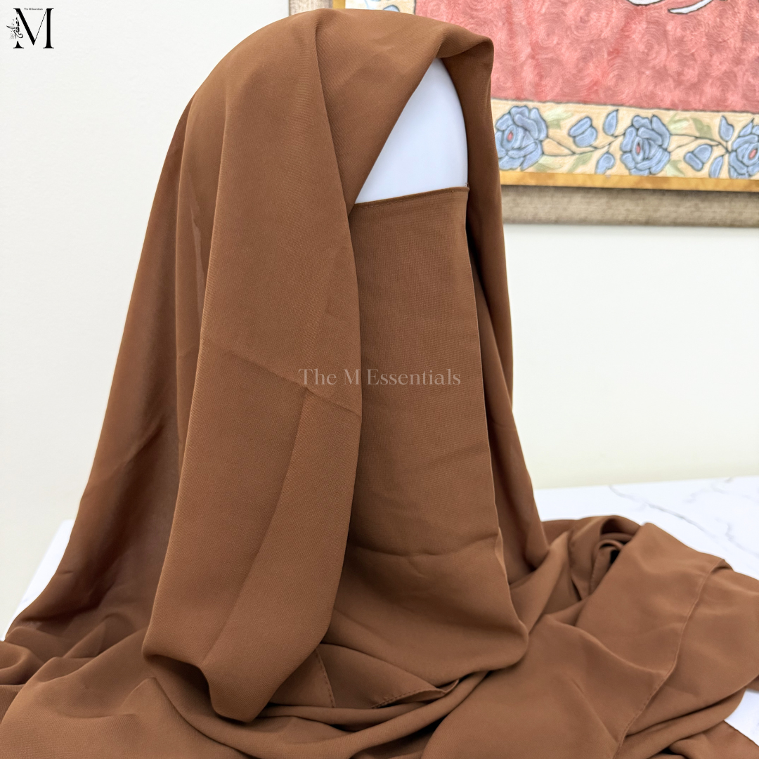 Chocolate Brown Chiffon Niqab Hijab Set