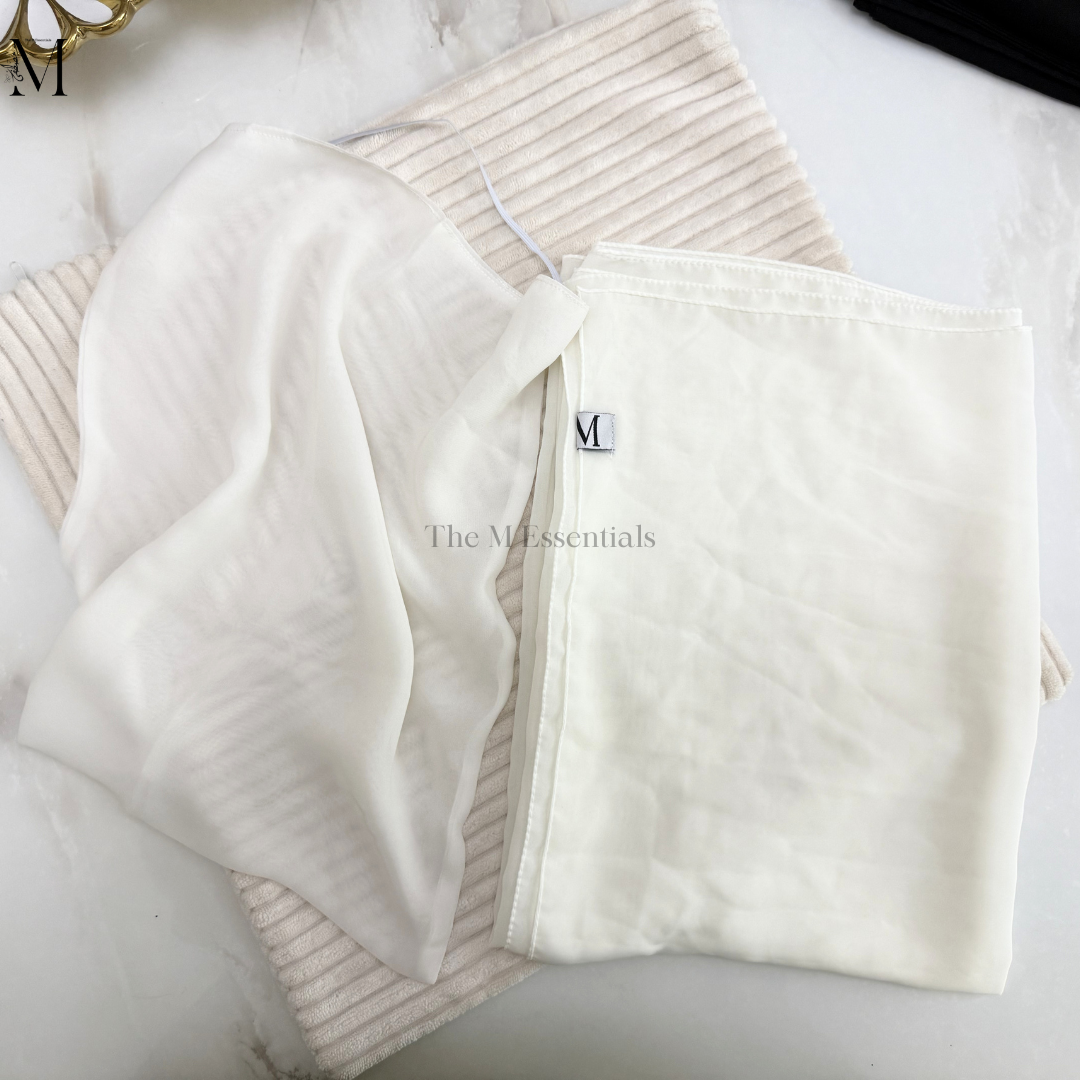 White Hijab and Niqab Set in Soft Chiffon Fabric