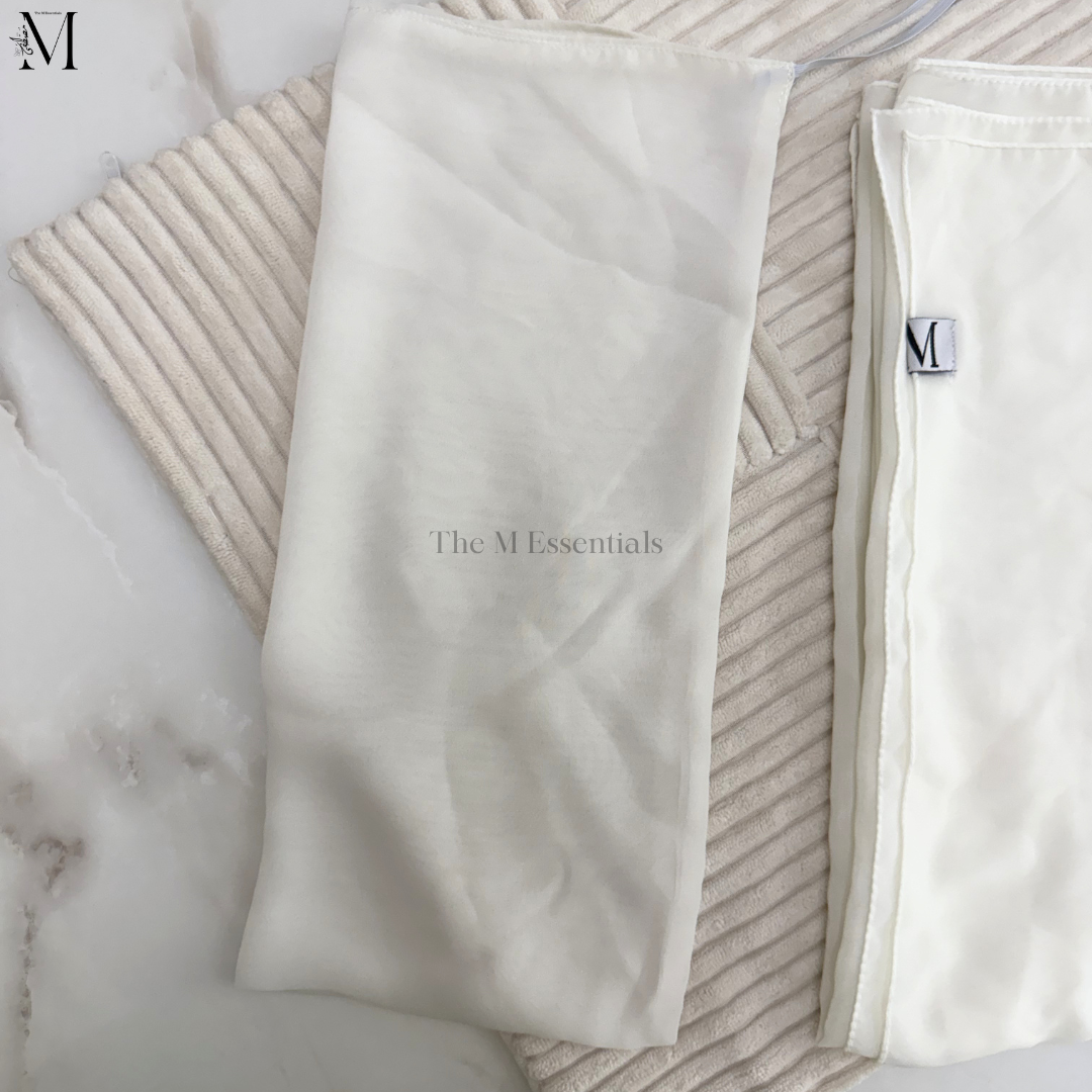 White Hijab and Niqab Set in Soft Chiffon Fabric
