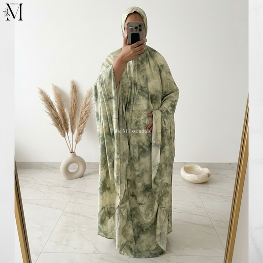 Sage Green Printed Prayer Dress with Front Pocket | The M Essentials