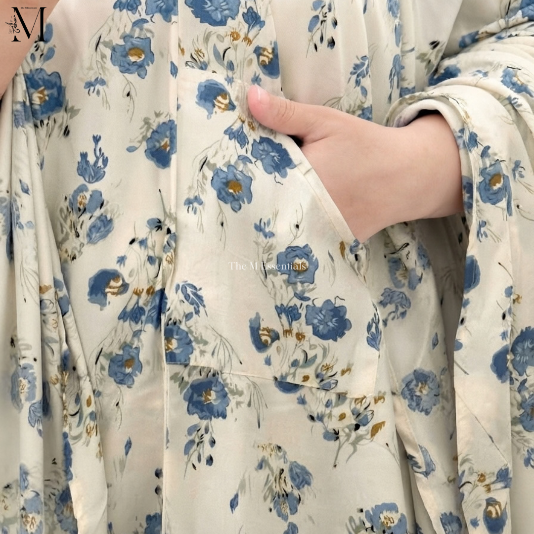 White Printed Prayer Dress with Front Pocket | The M Essentials